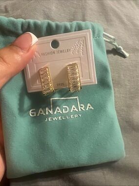 Gold Crystal Bar Huggie Earrings - Gold